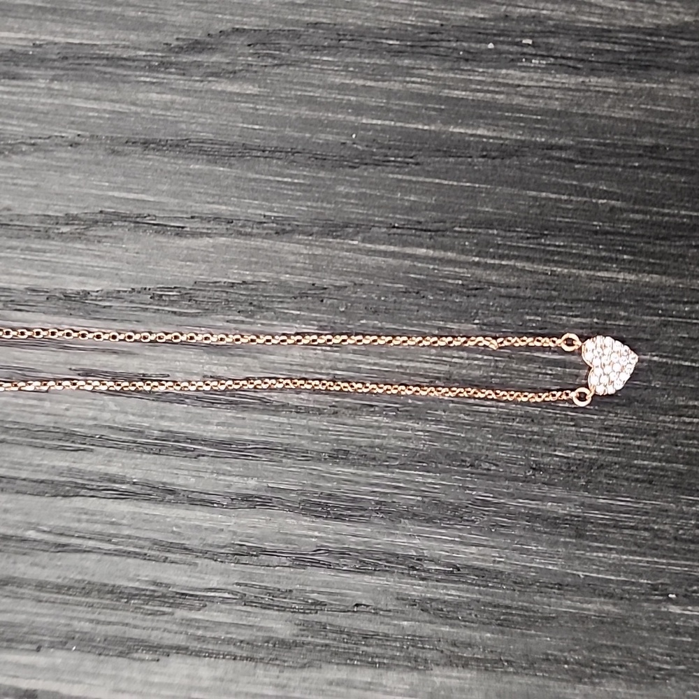 Kate Spade Yours Truly Pave Heart Mini Pendant Necklace Clear Rose Gold - Picture 8 of 16